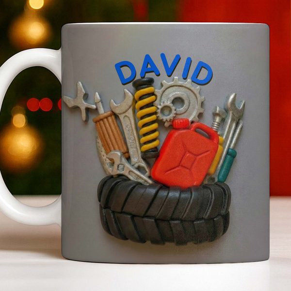 Customizable Mechanic Tools And Tire Design - Personalized Custom Coffee Mug - JBS075_MG