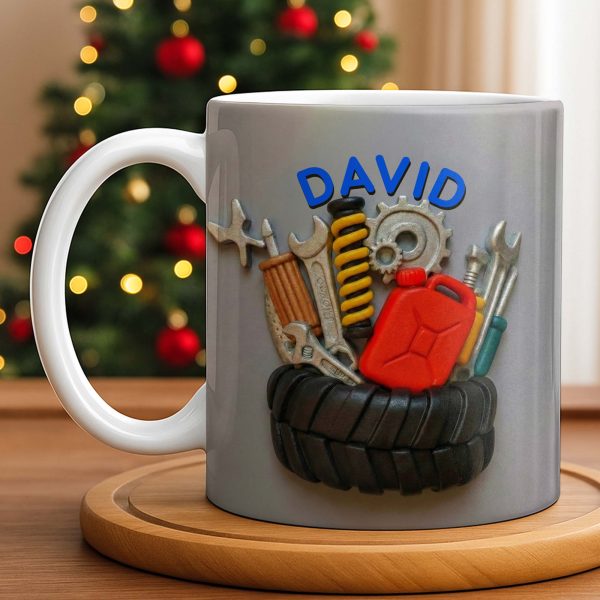 Customizable Mechanic Tools And Tire Design - Personalized Custom Coffee Mug - JBS075_MG