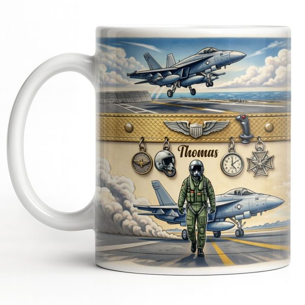 Customizable Military Pilot And Jets Theme - Personalized Custom Coffee Mug - JBS104_MG