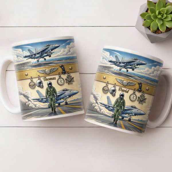Customizable Military Pilot And Jets Theme - Personalized Custom Coffee Mug - JBS104_MG