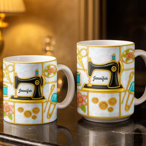 Customizable Name and Design Sewing Enthusiast Mug - Personalized Custom Coffee Mug - HOB025_MG