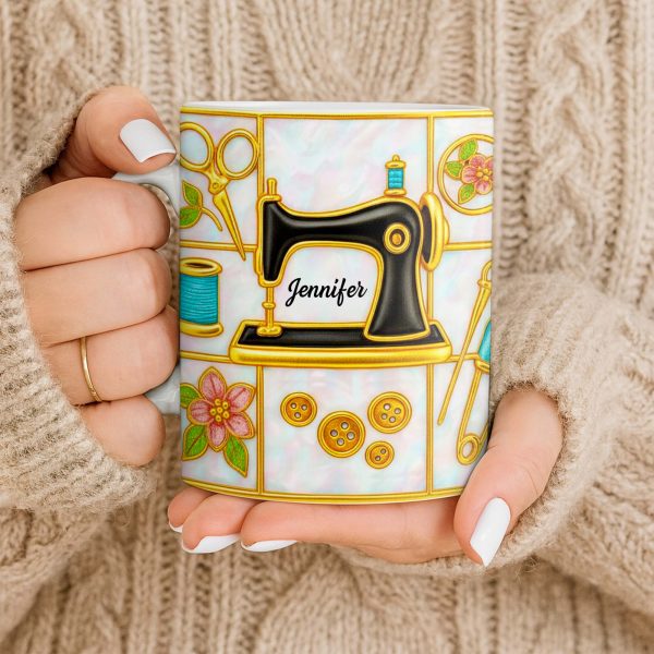 Customizable Name and Design Sewing Enthusiast Mug - Personalized Custom Coffee Mug - HOB025_MG