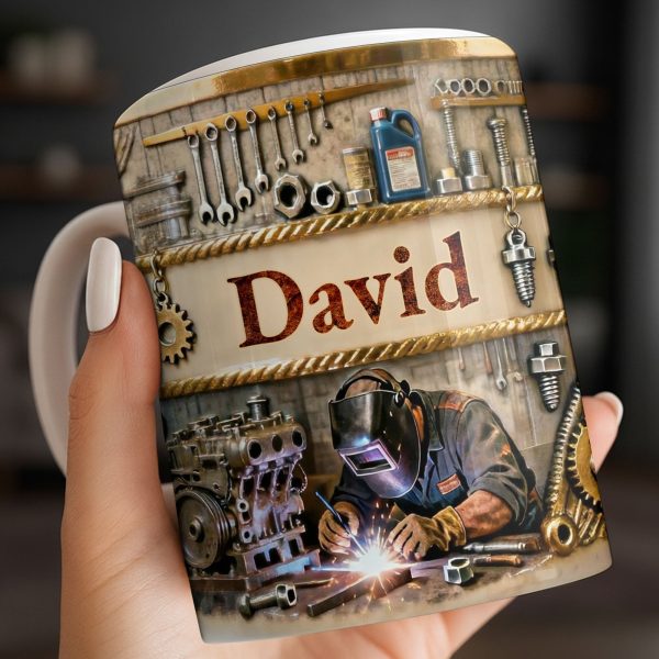 Customizable Name, Tools And Gears - Personalized Custom Coffee Mug - JBS107_MG