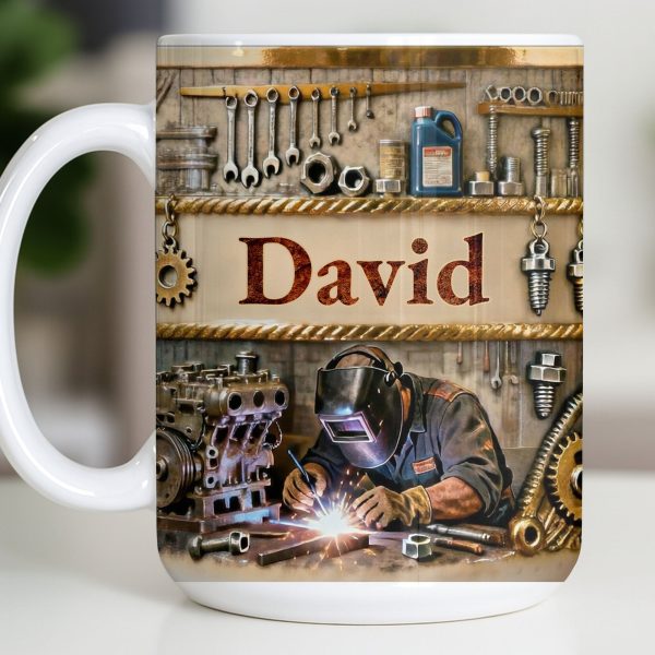 Customizable Name, Tools And Gears - Personalized Custom Coffee Mug - JBS107_MG