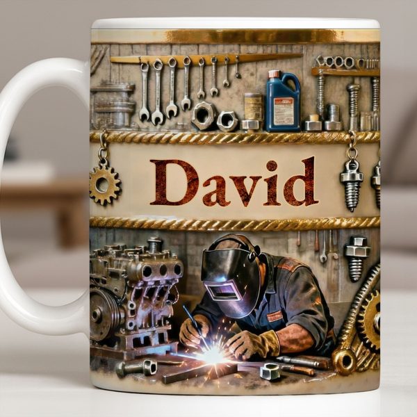 Customizable Name, Tools And Gears - Personalized Custom Coffee Mug - JBS107_MG