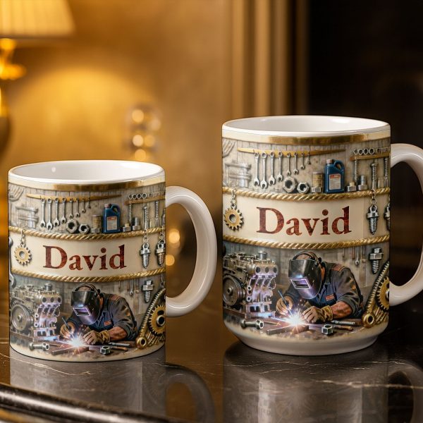Customizable Name, Tools And Gears - Personalized Custom Coffee Mug - JBS107_MG