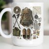 Customize Essential Outdoor Adventure Gear Backpack, Boots, Map - Personalized Custom Coffee Mug - HOB048_MG