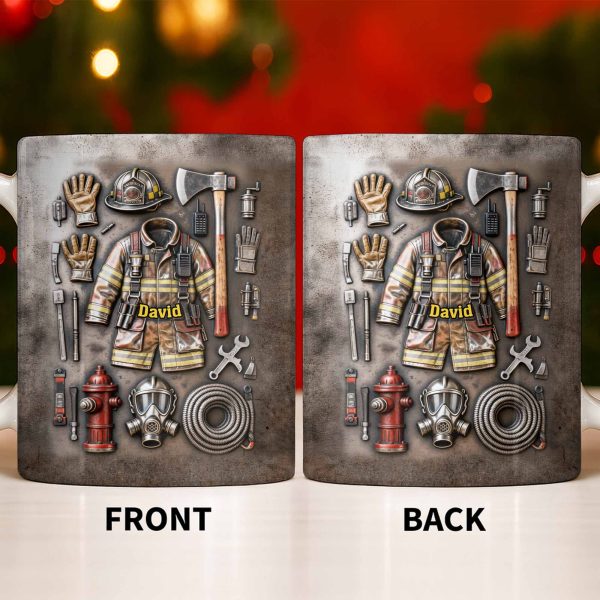 Customize This Mug With Your Firefighter's Name And Gear - Personalized Custom Coffee Mug - FIF047_MG