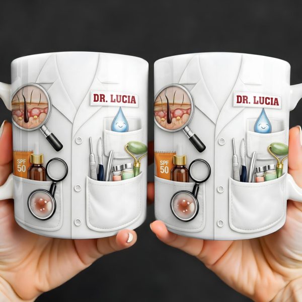 Customize With Name and Specialty, Doctor's Coat and Medical Equipment - Personalized Custom Coffee Mug - DOC100_MG