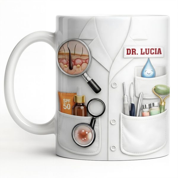Customize With Name and Specialty, Doctor's Coat and Medical Equipment - Personalized Custom Coffee Mug - DOC100_MG