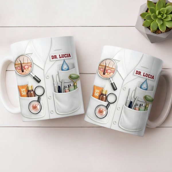 Customize With Name and Specialty, Doctor's Coat and Medical Equipment - Personalized Custom Coffee Mug - DOC100_MG