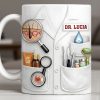 Customize With Name and Specialty, Doctor's Coat and Medical Equipment - Personalized Custom Coffee Mug - DOC100_MG