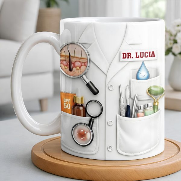 Customize With Name and Specialty, Doctor's Coat and Medical Equipment - Personalized Custom Coffee Mug - DOC100_MG