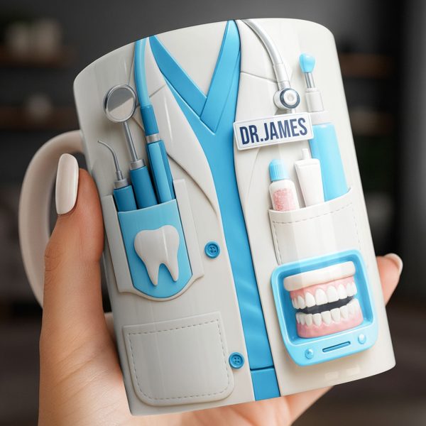 Customize With Name and Title, Dental Tools Design - Personalized Custom Coffee Mug - DOC080_MG