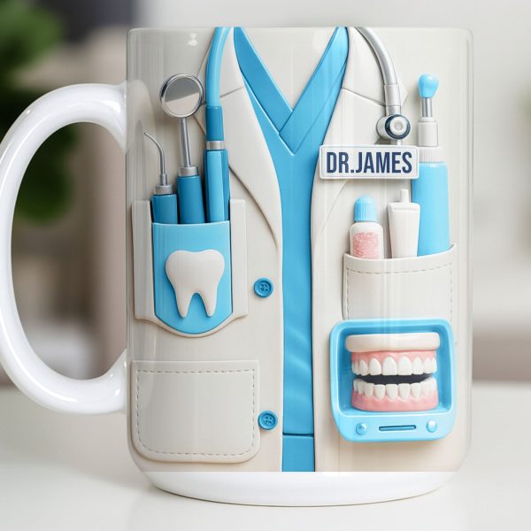 Customize With Name and Title, Dental Tools Design - Personalized Custom Coffee Mug - DOC080_MG