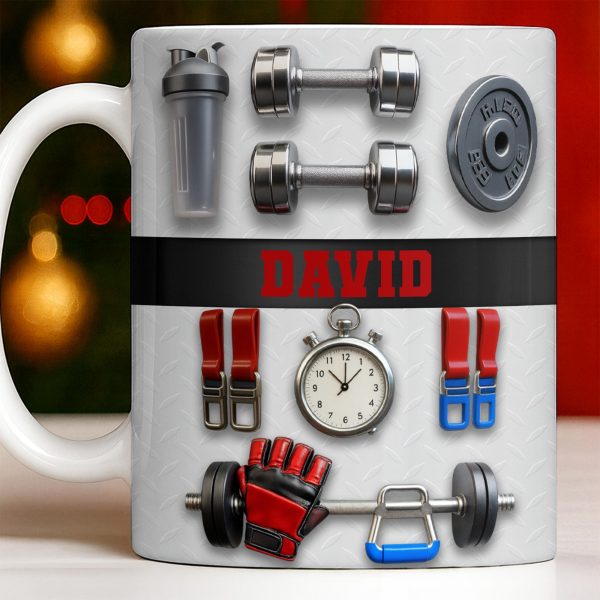 Customize With Your Special Name And Fitness Gear - Personalized Custom Coffee Mug - HOB035_MG