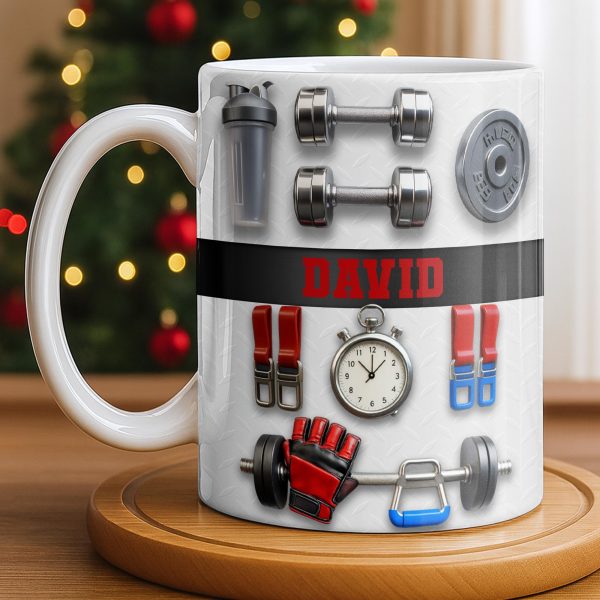 Customize With Your Special Name And Fitness Gear - Personalized Custom Coffee Mug - HOB035_MG