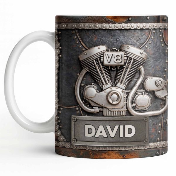 Customize Your Name, V8 Engine Design - Personalized Custom Coffee Mug - HOB021_MG
