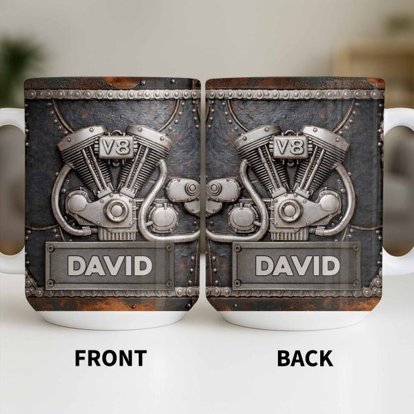 Customize Your Name, V8 Engine Design - Personalized Custom Coffee Mug - HOB021_MG