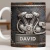 Customize Your Name, V8 Engine Design - Personalized Custom Coffee Mug - HOB021_MG