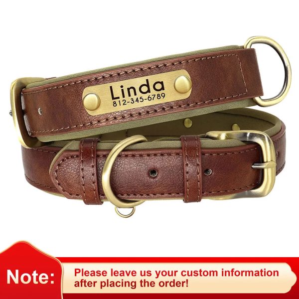 Customized Leather ID Nameplate Dog Collar