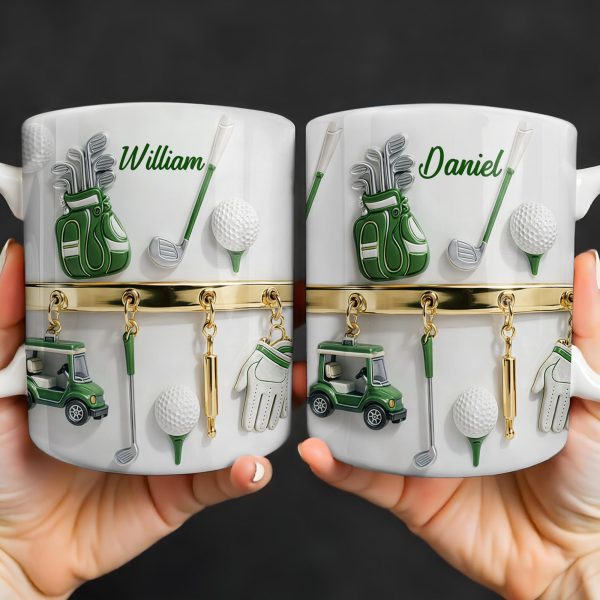 Customized Name, Golf Bag, Clubs, Balls, And Cart - Personalized Custom Coffee Mug - GOLF015_MG