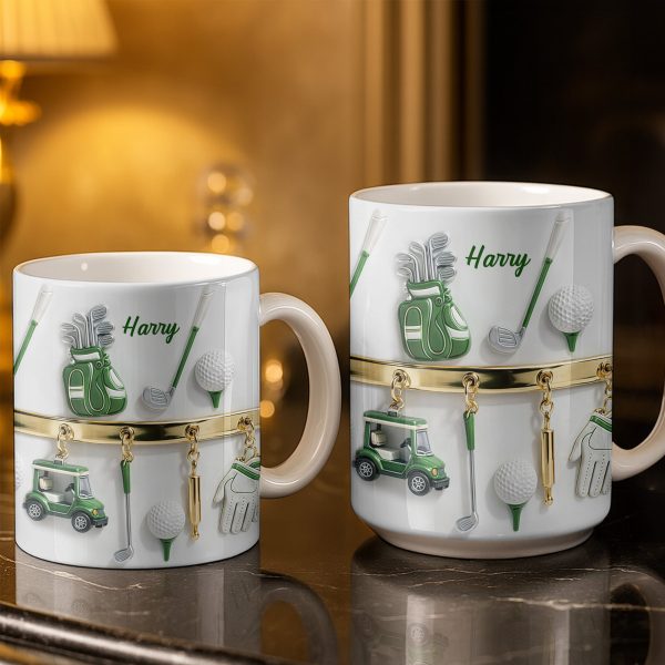 Customized Name, Golf Bag, Clubs, Balls, And Cart - Personalized Custom Coffee Mug - GOLF015_MG