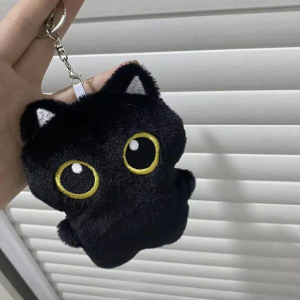 Cute 10cm Black Cat Plush Toy - Cuddly Pendant for Kids' Gifts
