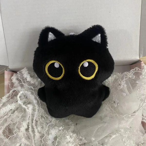 Cute 10cm Black Cat Plush Toy - Cuddly Pendant for Kids' Gifts