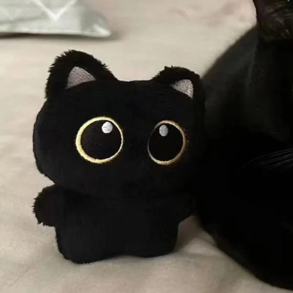 Cute 10cm Black Cat Plush Toy - Cuddly Pendant for Kids' Gifts