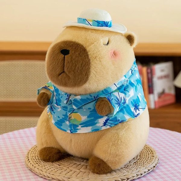 Cute 21cm Capybara Plush Toy - Fluffy Beach Style Stuffed Animal Gift