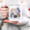 Cute Baby Cats Wildflower Personalized Mug, Cottagecore Botanical Cat Gift with Custom Name