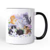 Cute Baby Cats Wildflower Personalized Mug, Cottagecore Botanical Cat Gift with Custom Name