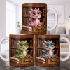 Cute Baby Dragon With Glasses, Books And Scrolls Wooden Bookshelf - Personalized Custom Coffee Mug - BLV093_MG