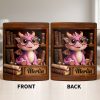 Cute Baby Dragon With Glasses, Books And Scrolls Wooden Bookshelf - Personalized Custom Coffee Mug - BLV093_MG
