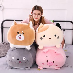 Cute Cartoon Animal Plush Pillow - Adorable Fat Dog, Cat & Friends!