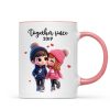 Cute Cartoon Couple Together Since Personalized Mug, Gift for him, Gift for her