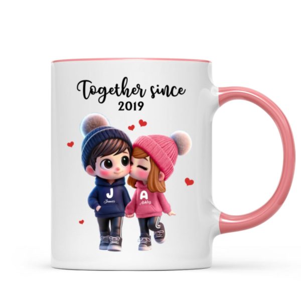 Cute Cartoon Couple Together Since Personalized Mug, Gift for him, Gift for her