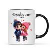 Cute Cartoon Couple Together Since Personalized Mug, Gift for him, Gift for her