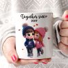Cute Cartoon Couple Together Since Personalized Mug, Gift for him, Gift for her