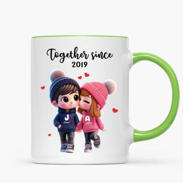 Cute Cartoon Couple Together Since Personalized Mug, Gift for him, Gift for her