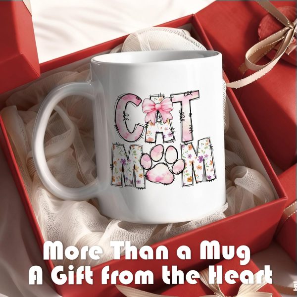Cute Cat Mom Coffee Mug Gift for Cat Lover Women Mom Sister Friend, Birthday Christmas Gift