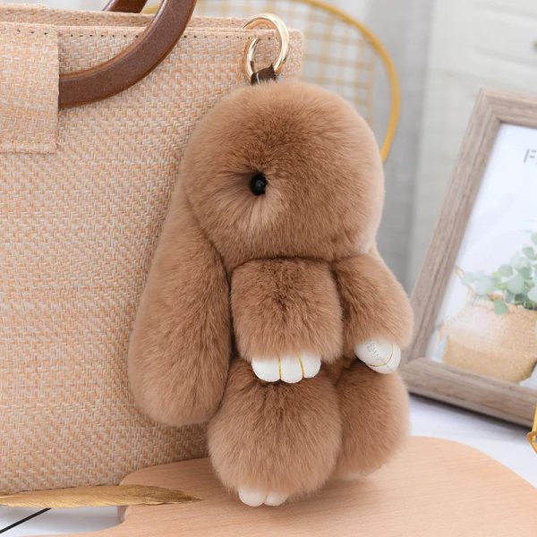 Cute Fluffy Rex Rabbit Fur Keychain