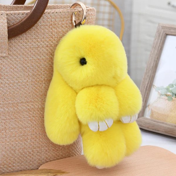 Cute Fluffy Rex Rabbit Fur Keychain