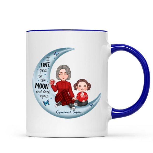 Cute Grandma & Grandkid On Moon Christmas Gift Personalized Mug