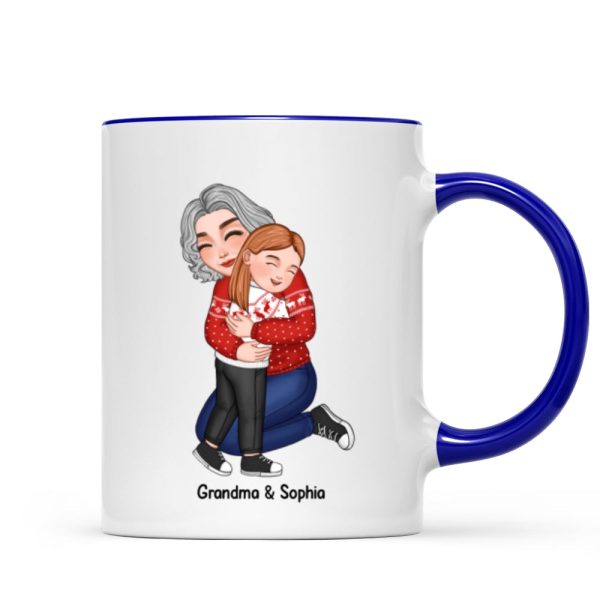 Cute Grandma Hugging GrandKid Christmas Gift For Granddaughter Grandson Personalized Mug