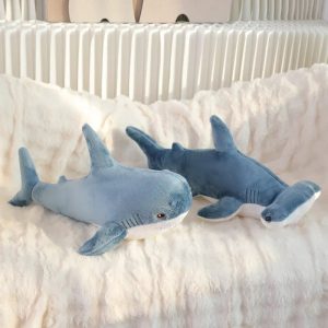 Cute Gray Blue Shark Plush Toy - Soft Stuffed Sea Animal Pillow for Kids