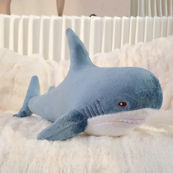 Cute Gray Blue Shark Plush Toy - Soft Stuffed Sea Animal Pillow for Kids