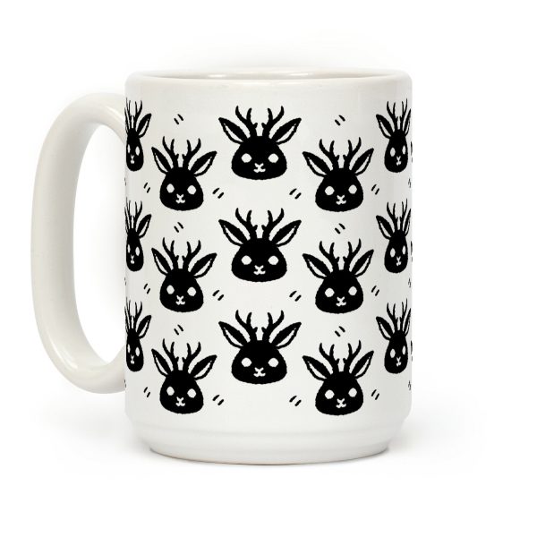 Cute Jackalope Black and White Pattern Coffee Mug