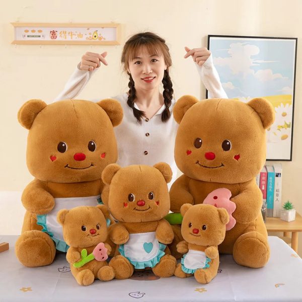 Cute & Soft Cartoon Teddy Bear Plush Toy with Flowers - Perfect Gift!